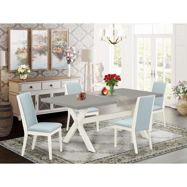 East West Furniture 5 Piece X-Style Gorgeous Kitchen Table Set - Linen White - X097LA015-5