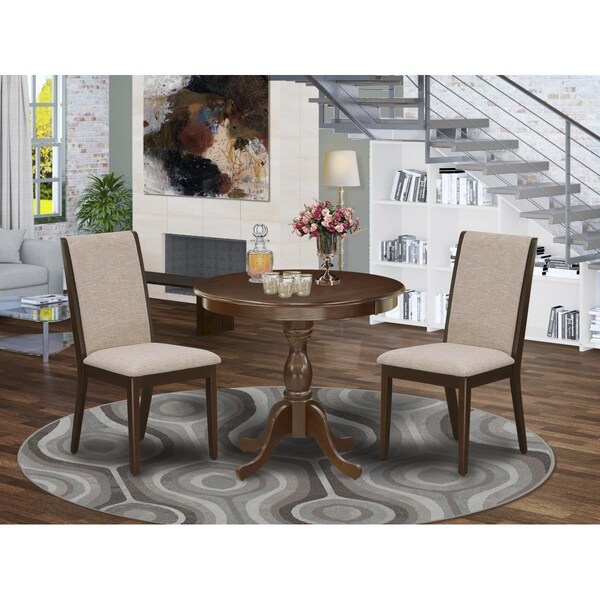 East West Furniture 3 Piece Antique Wooden Dining Table Set - Mahogany - AMLA3-MAH-04