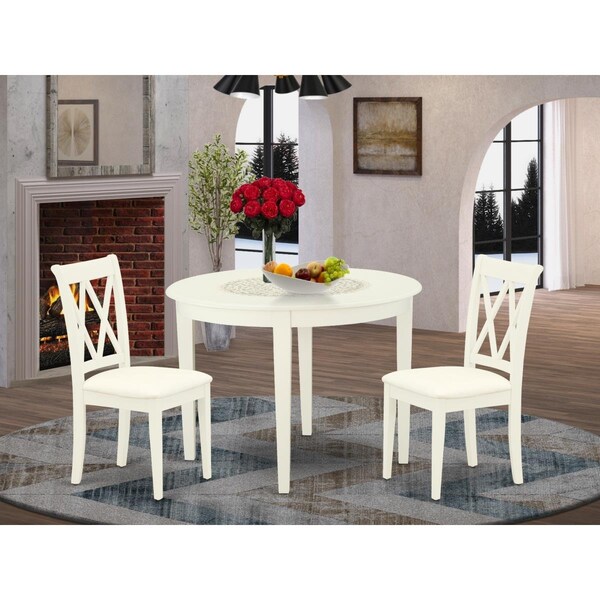 East West Furniture 3 Piece Boston Dinette Set - Linen White - BOCL3-WHI-C
