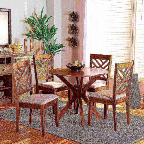 Baxton Studio Norah Modern and Contemporary Grey Fabric and Walnut Brown Finished Wood 5-Piece Dining Set - 174-9881-10891-ZORO