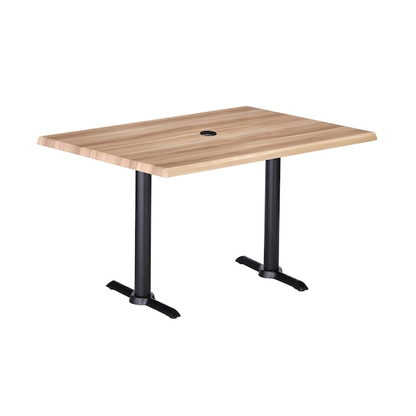 Holland Bar Stool Co Two 36" Tall OD211EB Black Table Bases a 22" a 30"x48" Natural Top Umbrella Hole - OD211EB-36BWOD3048NATU