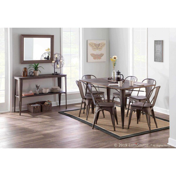 Lumisource Oregon 59"-Farmhouse Dining Table in Antique and Espresso - DT-6036OR AN+E