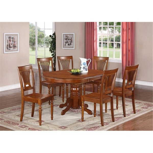 Latestluxury DO7-SBR-W 7PC Dover Dining Table and 6 Wood Seat Chairs in Saddle Brown Finish - LA1673466