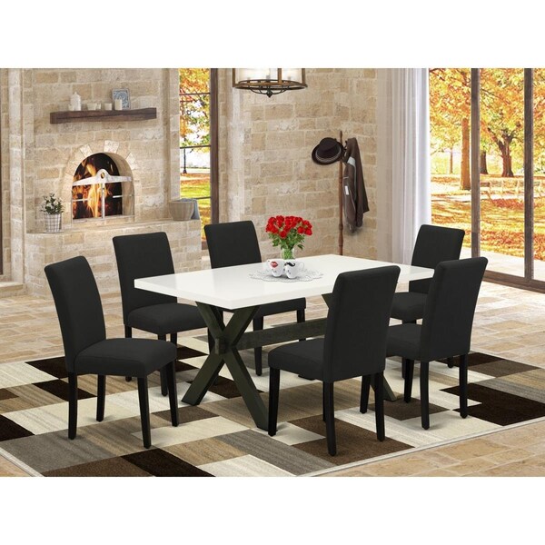 East West Furniture 7 Piece X-Style Dinette Set - Black - X626AB624-7