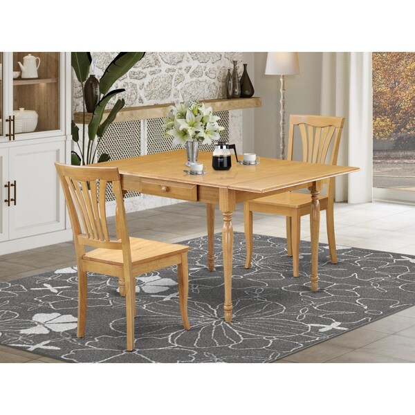 East West Furniture 3 Piece Monza Dinette Set - Oak - MZAV3-OAK-W