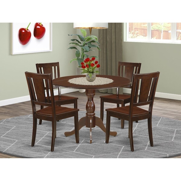 East West Furniture 5 Piece Dublin Dinette Set - Mahogany - DMDU5-MAH-W