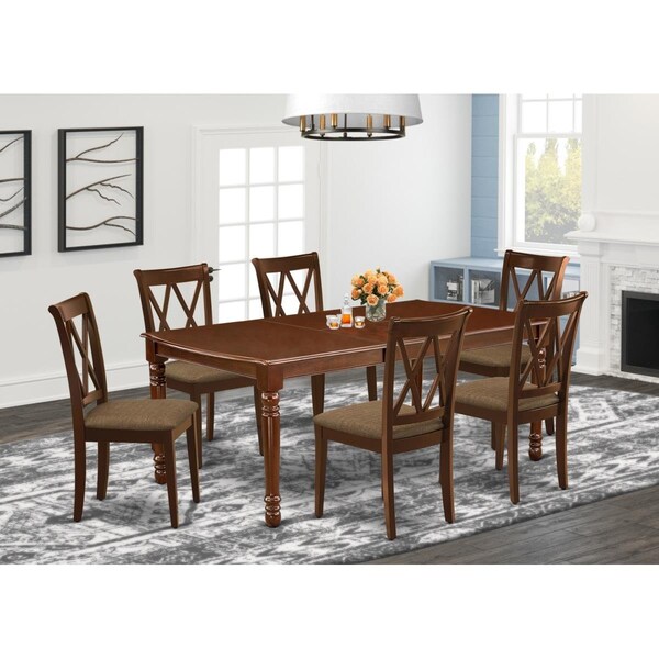 East West Furniture 7 Piece Dover Dinette Set - Mahogany - DOCL7-MAH-C