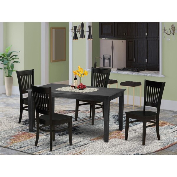 East West Furniture 5 Piece Dudley Small Dining Table Set - Black - DUVA5-BLK-W