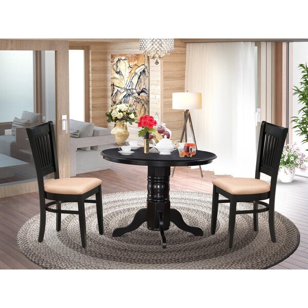 East West Furniture 3 Piece Shelton Dining Room Table Set - Black - SHVA3-BLK-C