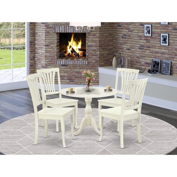 East West Furniture 5 Piece Dublin Dining Room Set - Linen White - DMAV5-LWH-W
