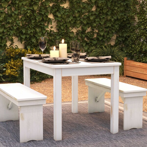 Flash Furniture Rectangle 30" W, 46" L, 29.5" H, Wood, Wood Grain - XA-F-46X30-WH-GG