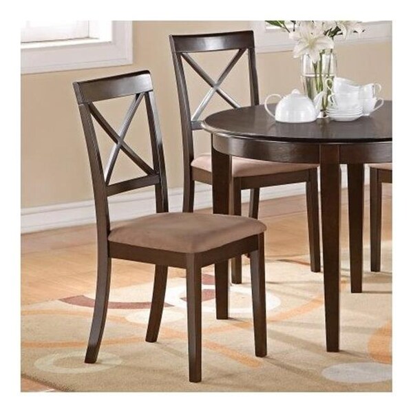 East West Furniture East West BC-CAP-C Boston X-Back Chair with Faux Leather Upholstered Seat; Cappuccino - Pack of 2 - BOC-CAP-C