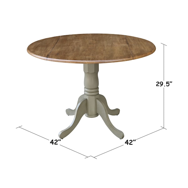 International Concepts Round 42 in Round Dual Drop Leaf Pedestal Table, Hickory/Stone, 42 in W, 42 in L, 29.5 in H, Wood - T41-42DP