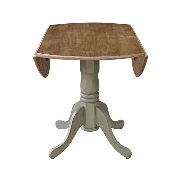 International Concepts Round 42 in Round Dual Drop Leaf Pedestal Table, Hickory/Stone, 42 in W, 42 in L, 29.5 in H, Wood - T41-42DP