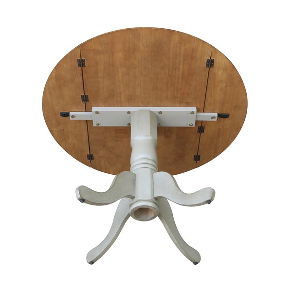 International Concepts Round 42 in Round Dual Drop Leaf Pedestal Table, Hickory/Stone, 42 in W, 42 in L, 29.5 in H, Wood - T41-42DP