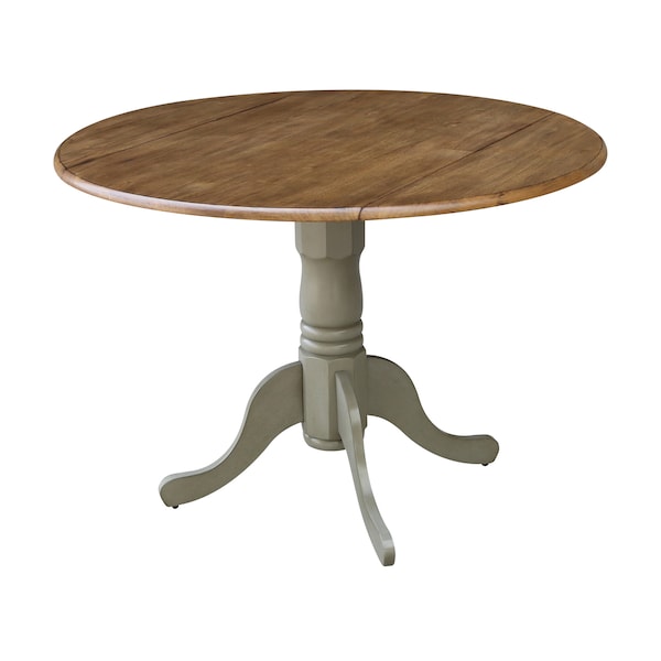International Concepts Round 42 in Round Dual Drop Leaf Pedestal Table, Hickory/Stone, 42 in W, 42 in L, 29.5 in H, Wood - T41-42DP
