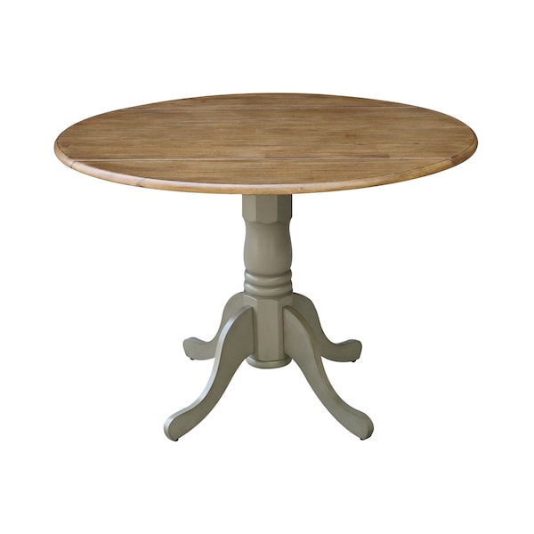 International Concepts Round 42 in Round Dual Drop Leaf Pedestal Table, Hickory/Stone, 42 in W, 42 in L, 29.5 in H, Wood - T41-42DP