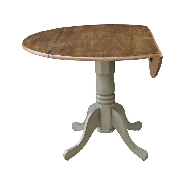 International Concepts Round 42 in Round Dual Drop Leaf Pedestal Table, Hickory/Stone, 42 in W, 42 in L, 29.5 in H, Wood - T41-42DP