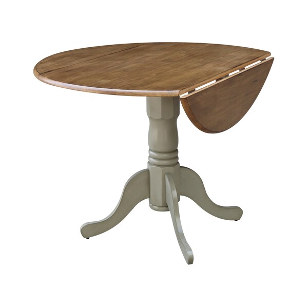 International Concepts Round 42 in Round Dual Drop Leaf Pedestal Table, Hickory/Stone, 42 in W, 42 in L, 29.5 in H, Wood - T41-42DP