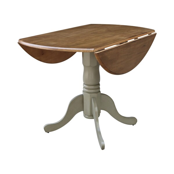 International Concepts Round 42 in Round Dual Drop Leaf Pedestal Table, Hickory/Stone, 42 in W, 42 in L, 29.5 in H, Wood - T41-42DP