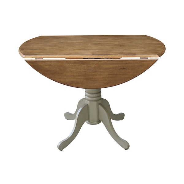 International Concepts Round 42 in Round Dual Drop Leaf Pedestal Table, Hickory/Stone, 42 in W, 42 in L, 29.5 in H, Wood - T41-42DP