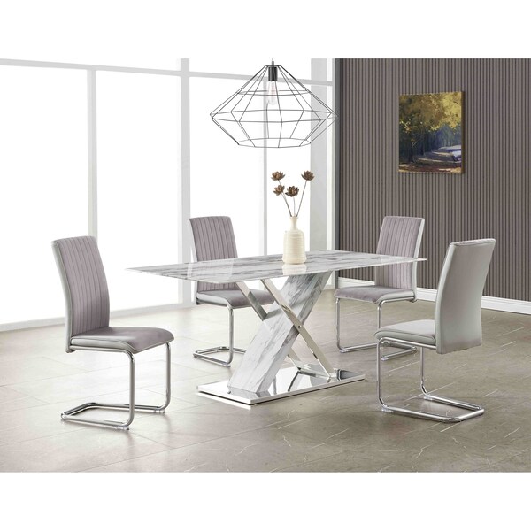 Global Furniture Usa Contemporary Marble Inspired D1274Dt + D915Dc Grey - 2789