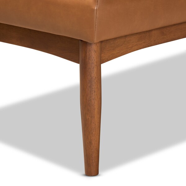 Baxton Studio Sanford Mid-Century Modern Tan Faux Leather and Walnut Brown Finished Wood 3-Piece Dining Nook Set - 184-11346-9305-ZORO