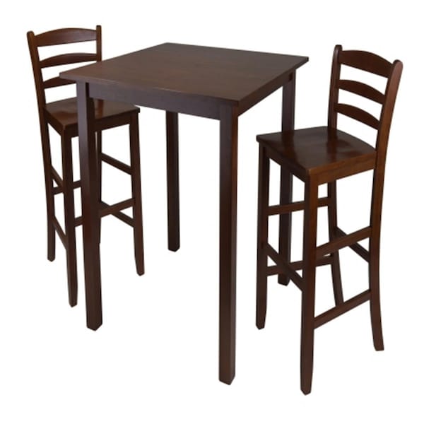 Doba-Bnt Parkland 3pc High Table with 29 in. Ladder Back Stool - Antique Walnut - SA143176