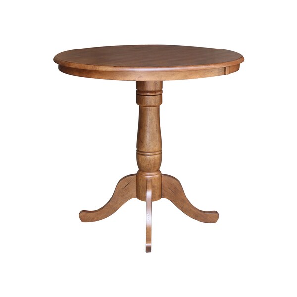 International Concepts Round 36 in Round Top Pedestal Table, 35.1 in Height, Distressed Oak, 36 in W, 36 in L, 35.1 in H - K42-36RT-6B