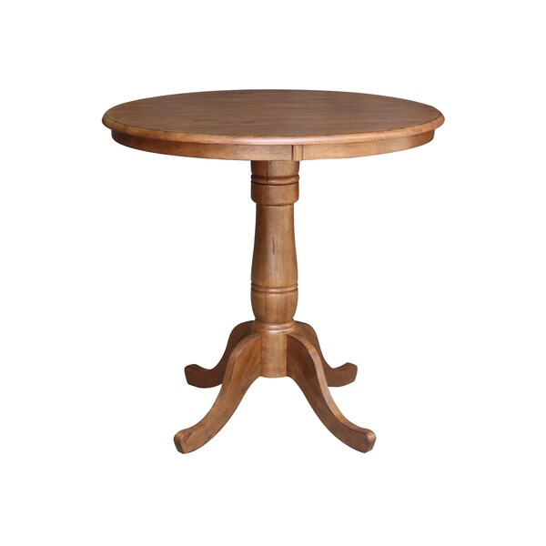 International Concepts Round 36 in Round Top Pedestal Table, 35.1 in Height, Distressed Oak, 36 in W, 36 in L, 35.1 in H - K42-36RT-6B
