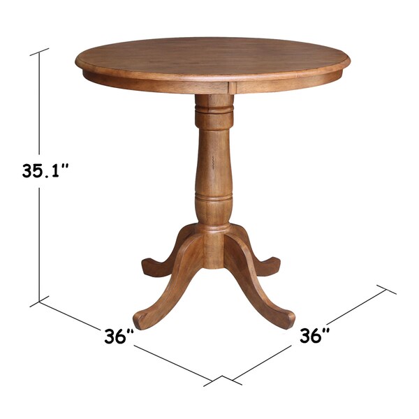 International Concepts Round 36 in Round Top Pedestal Table, 35.1 in Height, Distressed Oak, 36 in W, 36 in L, 35.1 in H - K42-36RT-6B