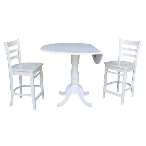 International Concepts Round 42, Rd Pedestal Gathering Height Table, 2 Counter Height Stools, White, 42 in W, 42 in L - K08-42DPT-S6172-2