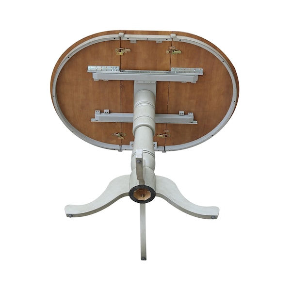 International Concepts Round 36 in Rd Top Pedestal Table, 12 in Leaf, Bar Ht, Hickory/Stone, 36 in W, 48 in L, 41.3 in H - K41-36RXT-6B-2