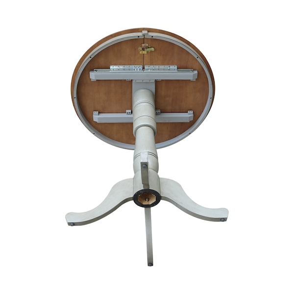 International Concepts Round 36 in Rd Top Pedestal Table, 12 in Leaf, Bar Ht, Hickory/Stone, 36 in W, 48 in L, 41.3 in H - K41-36RXT-6B-2