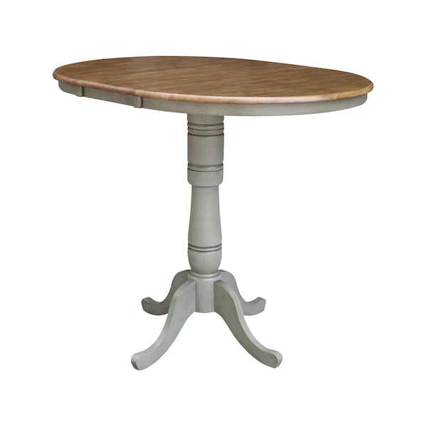 International Concepts Round 36 in Rd Top Pedestal Table, 12 in Leaf, Bar Ht, Hickory/Stone, 36 in W, 48 in L, 41.3 in H - K41-36RXT-6B-2