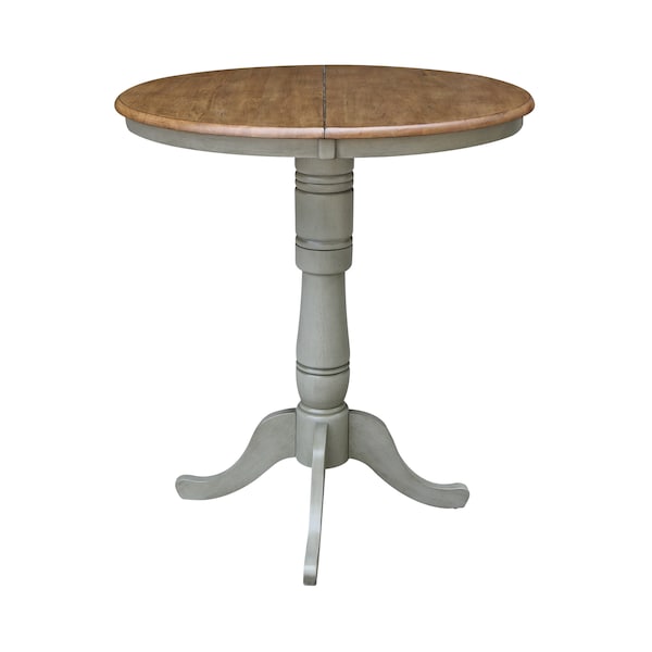 International Concepts Round 36 in Rd Top Pedestal Table, 12 in Leaf, Bar Ht, Hickory/Stone, 36 in W, 48 in L, 41.3 in H - K41-36RXT-6B-2