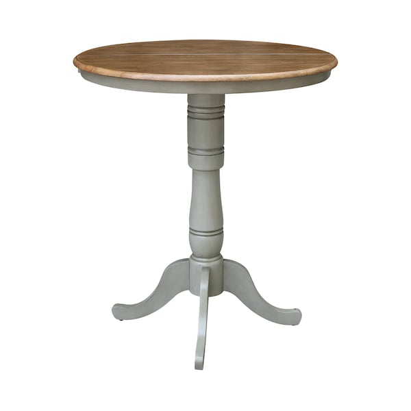 International Concepts Round 36 in Rd Top Pedestal Table, 12 in Leaf, Bar Ht, Hickory/Stone, 36 in W, 48 in L, 41.3 in H - K41-36RXT-6B-2