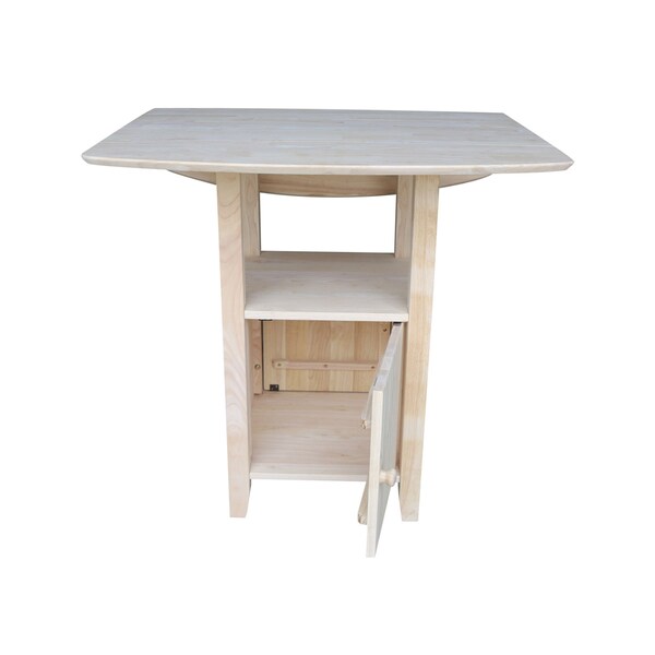 International Concepts Rectangle Dual Drop Leaf Bistro Table, Bar Height, with Storage, Unfinished, 20 in W, 38 in L, Wood - T-3638DPG