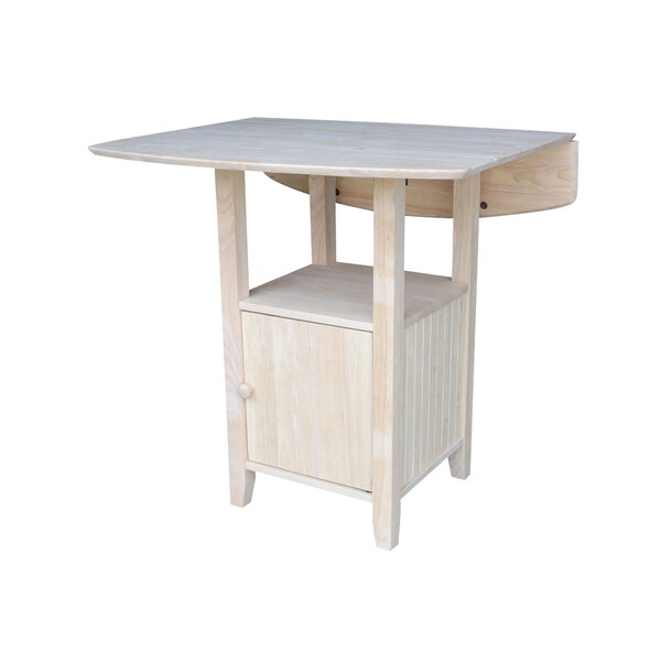 International Concepts Rectangle Dual Drop Leaf Bistro Table, Bar Height, with Storage, Unfinished, 20 in W, 38 in L, Wood - T-3638DPG