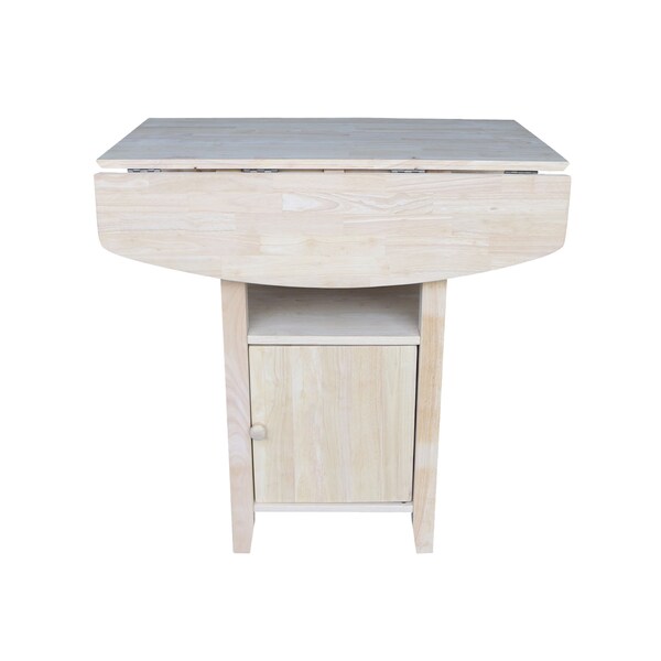 International Concepts Rectangle Dual Drop Leaf Bistro Table, Bar Height, with Storage, Unfinished, 20 in W, 38 in L, Wood - T-3638DPG
