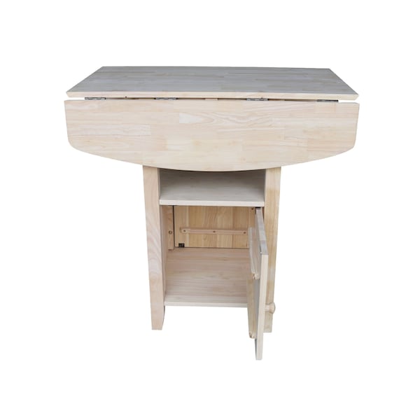 International Concepts Rectangle Dual Drop Leaf Bistro Table, Bar Height, with Storage, Unfinished, 20 in W, 38 in L, Wood - T-3638DPG