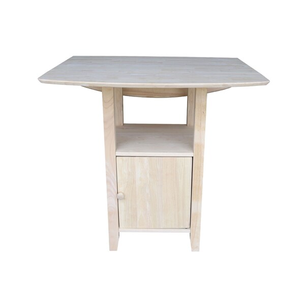 International Concepts Rectangle Dual Drop Leaf Bistro Table, Bar Height, with Storage, Unfinished, 20 in W, 38 in L, Wood - T-3638DPG