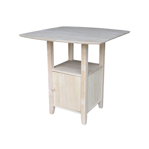 International Concepts Rectangle Dual Drop Leaf Bistro Table, Bar Height, with Storage, Unfinished, 20 in W, 38 in L, Wood - T-3638DPG