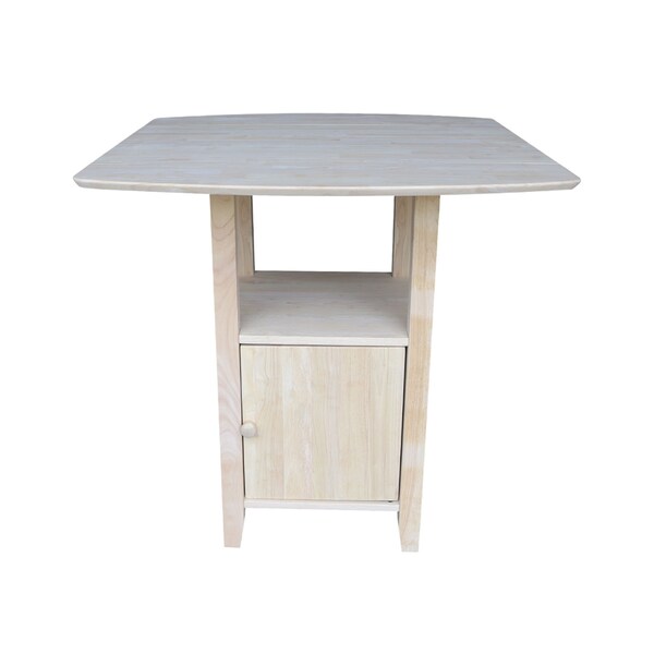 International Concepts Rectangle Dual Drop Leaf Bistro Table, Bar Height, with Storage, Unfinished, 20 in W, 38 in L, Wood - T-3638DPG
