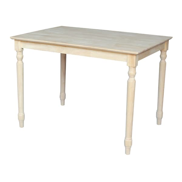 International Concepts Rectangle Solid Wood Top Table, Turned Legs, Unfinished, 30 in W, 42 in L, 30 in H, Wood - K-3042-330T