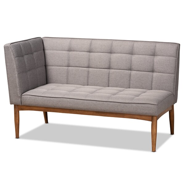 Baxton Studio Sanford Mid-Century Modern Grey Fabric and Walnut Brown Finished Wood 3-Piece Dining Nook Set - 184-11340-9305-ZORO