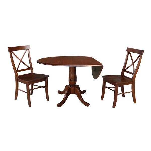 International Concepts Round 42 in Round Top Pedestal Table with 2 Chairs, Espresso, 42 in W, 42 in L, 29.5 in H, Wood - K581-42DPT-C613-2