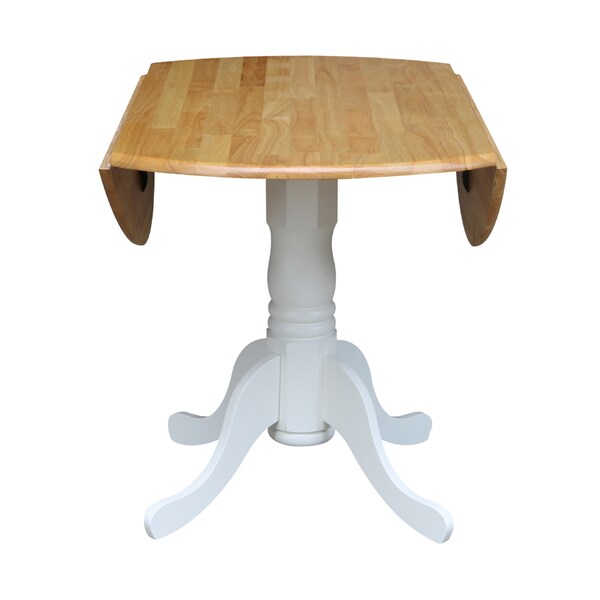 International Concepts 42 in. Dual Drop Leaf Table with 4  Ladder Back Dining Chairs - 5 Piece Dining Set - K02-42DP-C08-2-4