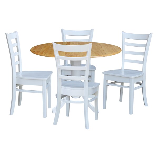 International Concepts 42 in. Dual Drop Leaf Table with 4 Ladder Back Dining Chairs - 5 Piece Dining Set - K02-42DP-C08-617-4