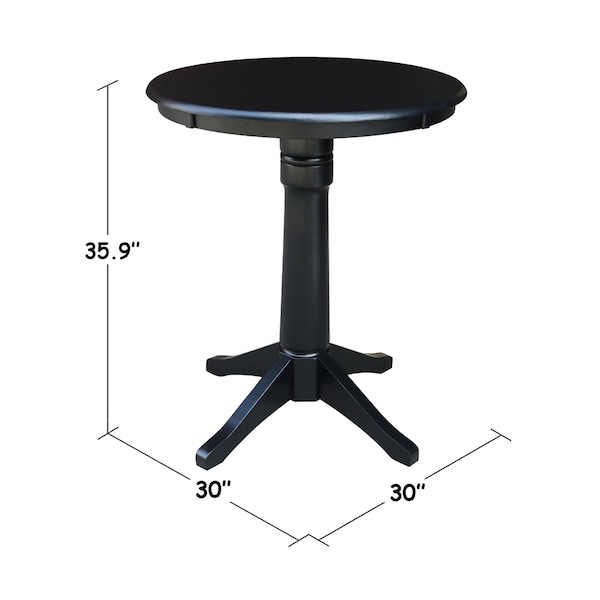 International Concepts Round 30 in Round Top Pedestal Table, 34.9 inH, Black, 30 in W, 30 in L, 35.9 in H, Wood, Black - K46-30RT-27B-6B